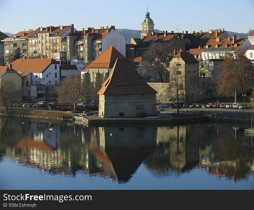 River view in Moribor city in Slovenya