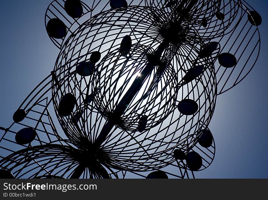 Metal statue in Lanzarote backlit to accentuate the design. Metal statue in Lanzarote backlit to accentuate the design