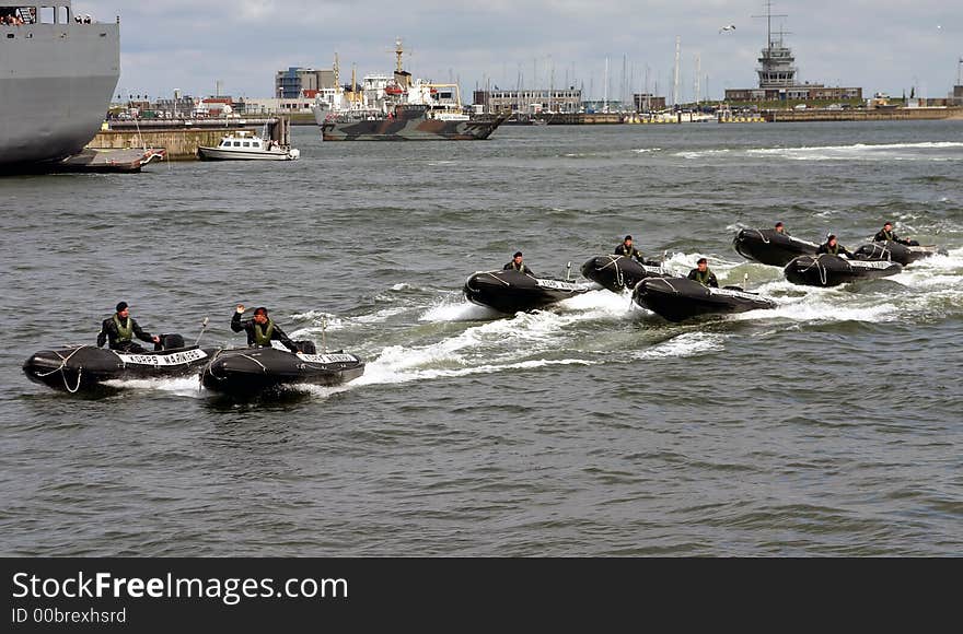 Little boats navigating on the north-sea at a row. Little boats navigating on the north-sea at a row