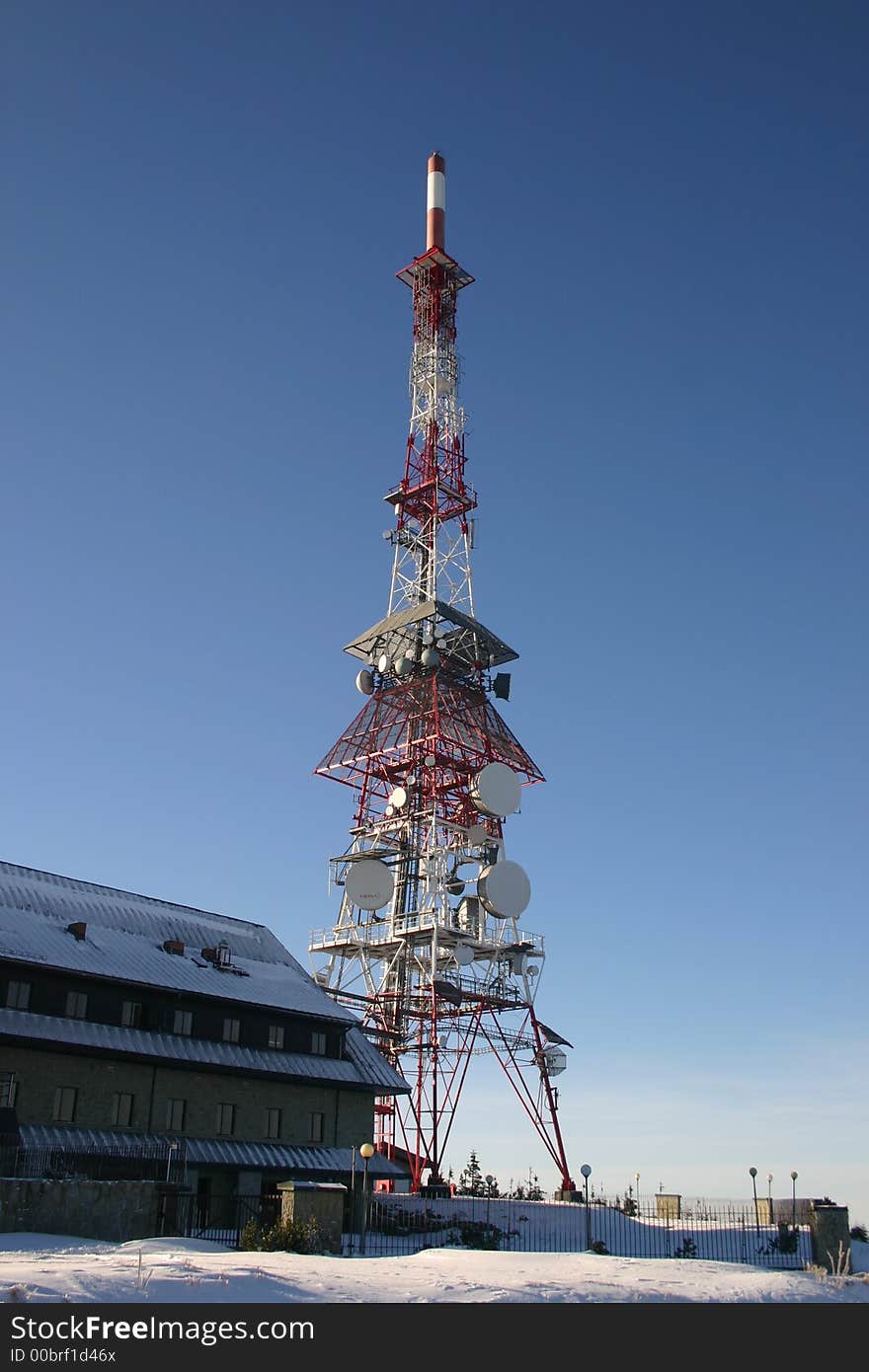 Television Antenna. Winter Mountain Peak. Television Antenna. Winter Mountain Peak