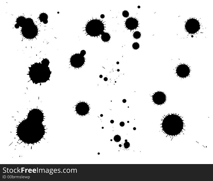 Ink splats grouped and to be used as brushes, paint splatters, backgrounds or blood stains etc. Ink splats grouped and to be used as brushes, paint splatters, backgrounds or blood stains etc.