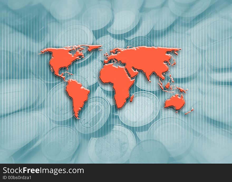 Illustration of an world map. Illustration of an world map