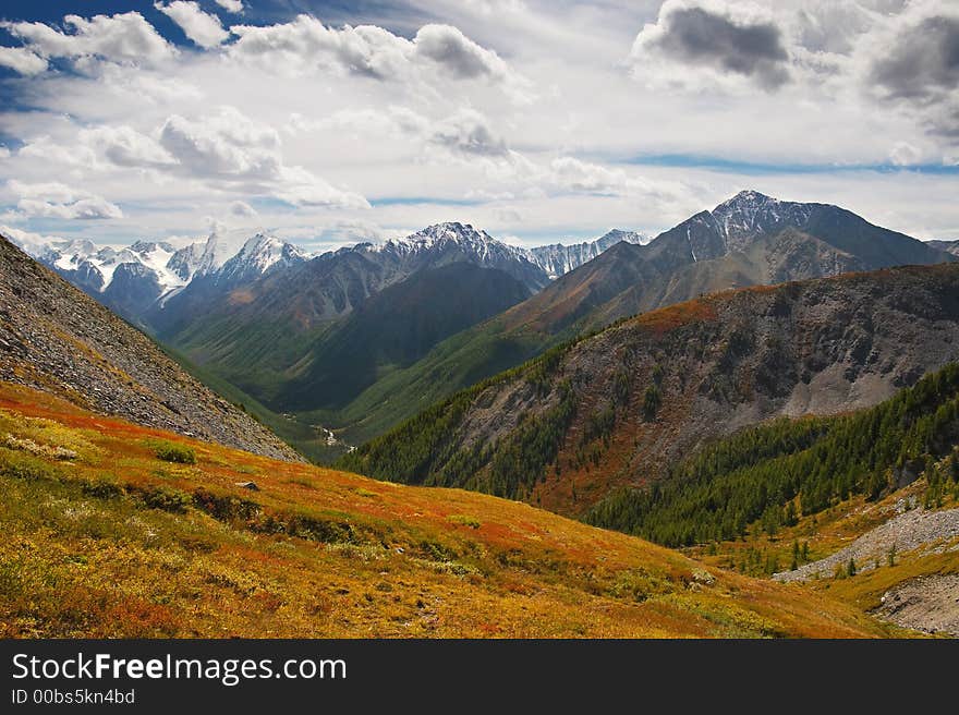 Mountains and glacier.