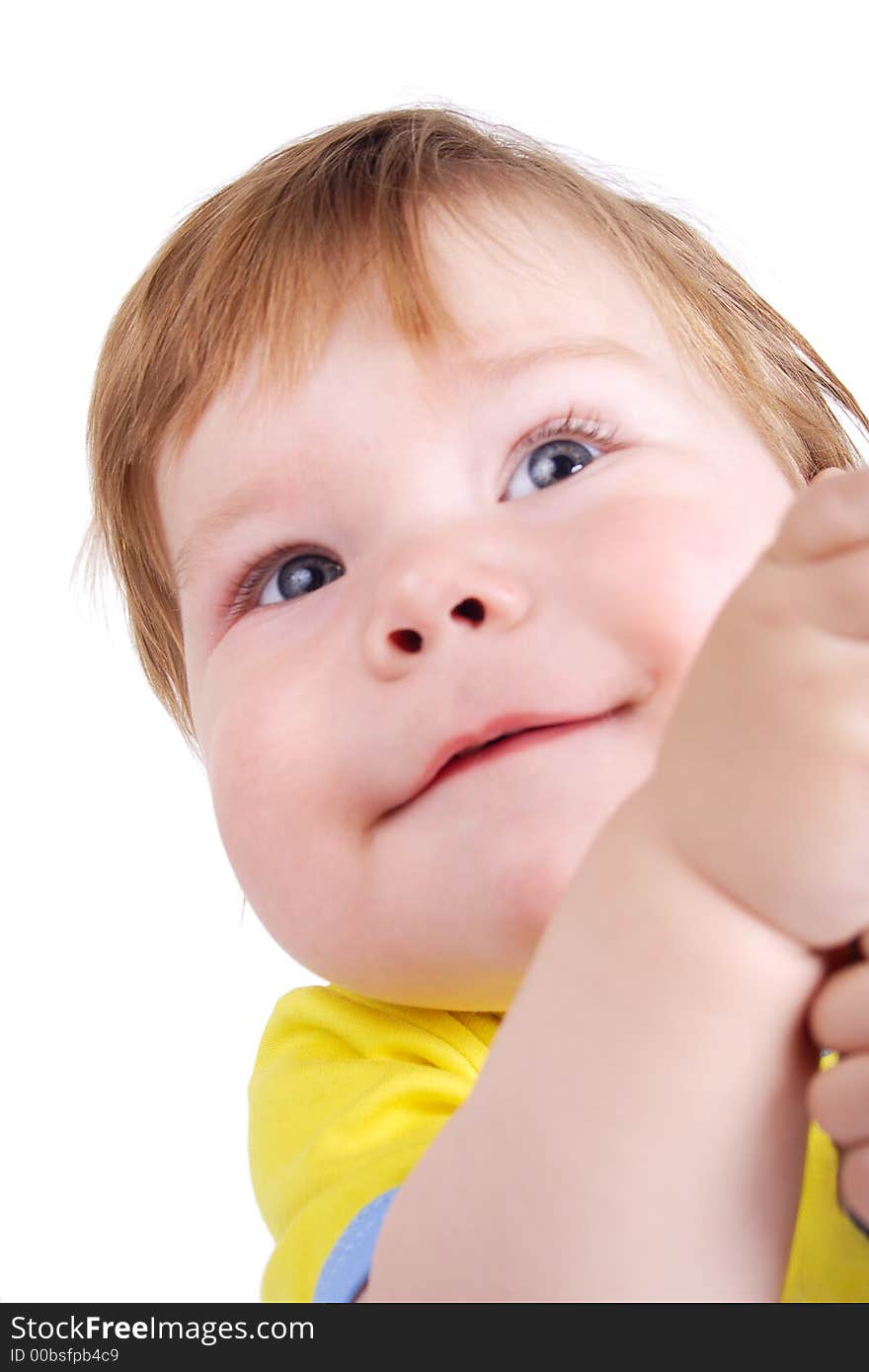 Beautiful baby. Shot in studio. Isolated on white. Beautiful baby. Shot in studio. Isolated on white.