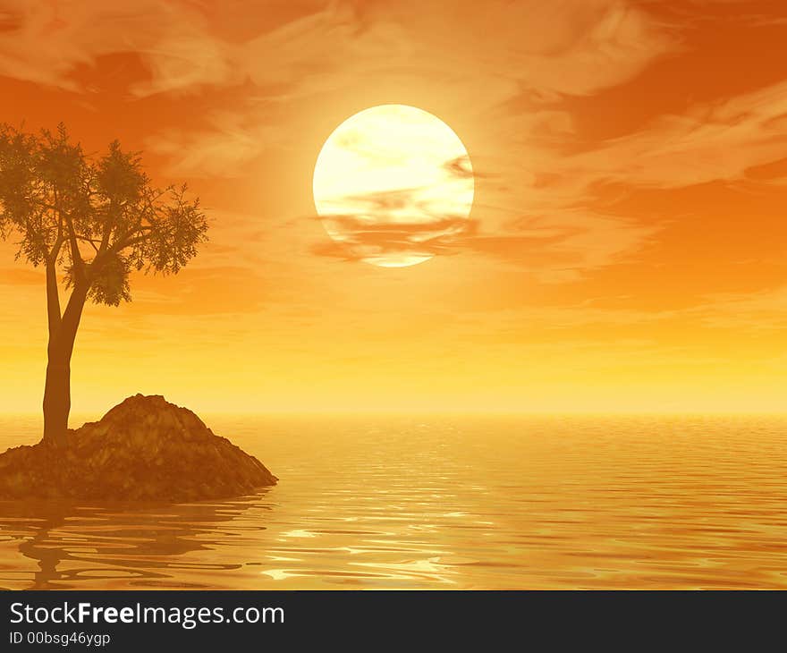 Coconut palm tree on a beach - 3d illustration. Coconut palm tree on a beach - 3d illustration.