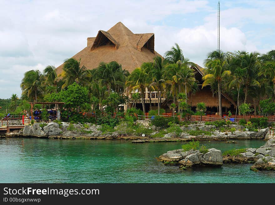 Perspective view of aquatic park for snorkling in mexico