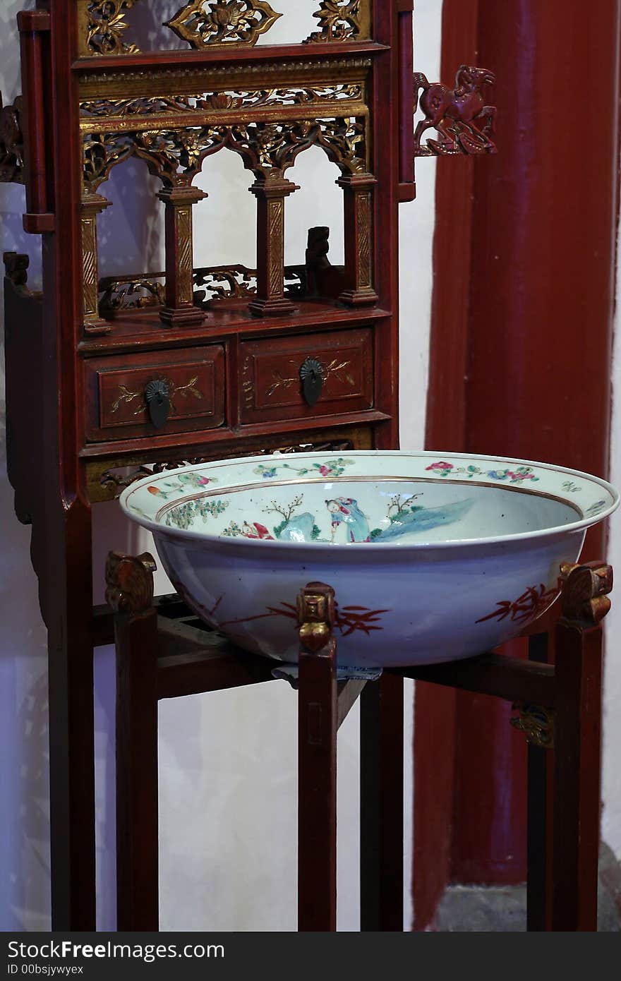 Old Chinese  Basin  On Washstand