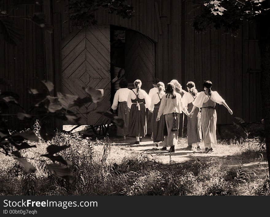 Girls in traditional costume finland