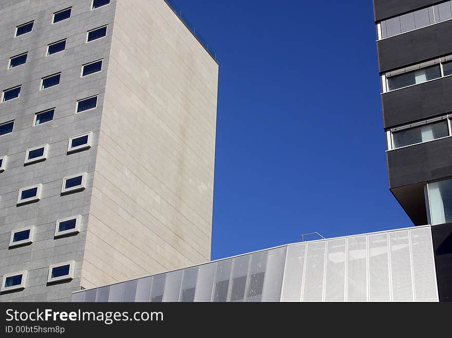 Modern buildings at the city of Barcelona, Catalunya, Spain, Europe. Modern buildings at the city of Barcelona, Catalunya, Spain, Europe