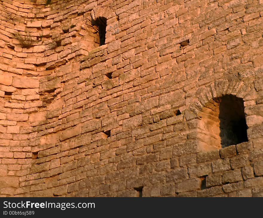 Old battlement on the sundown