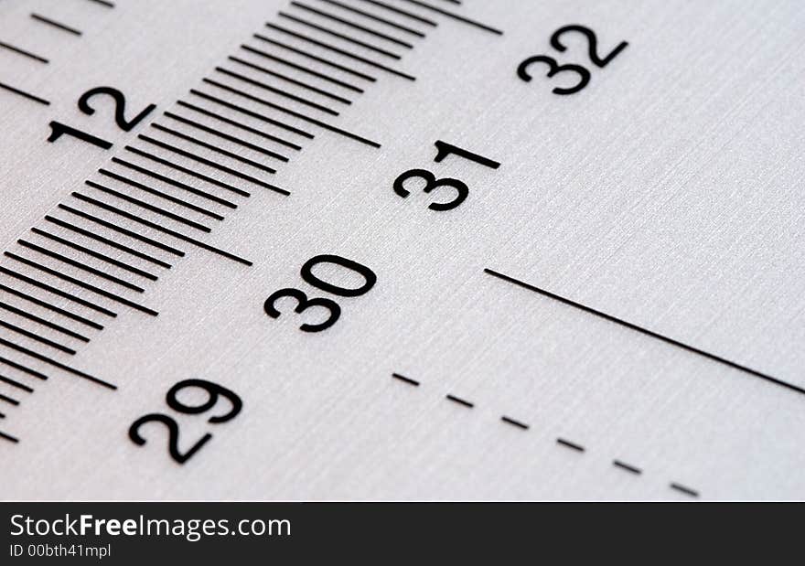 Cutting equipment measuring  guides with numbers and lines.