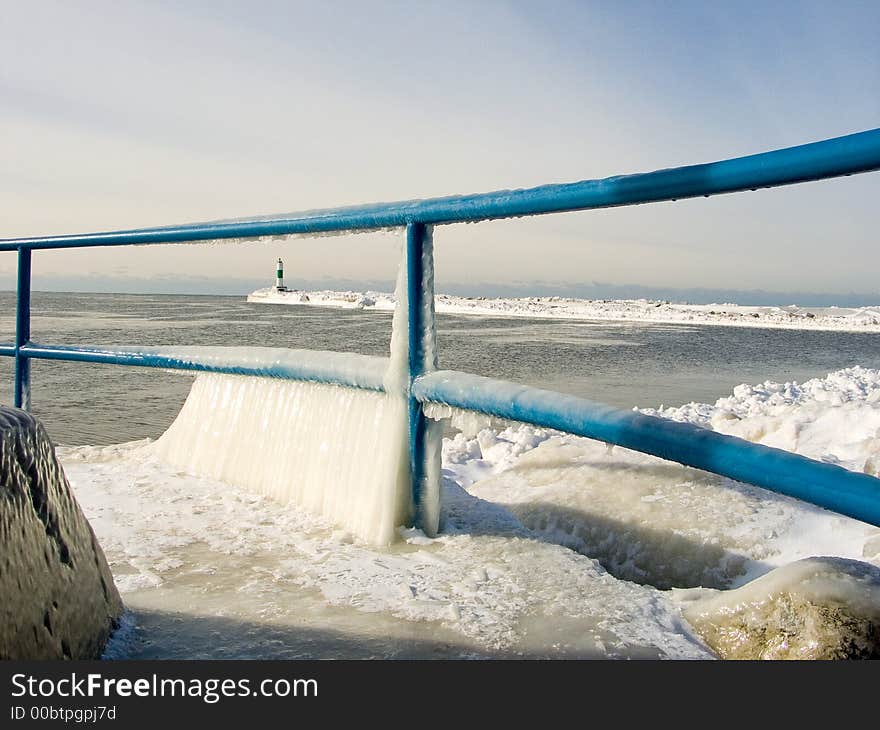 Pier With Winter Ice