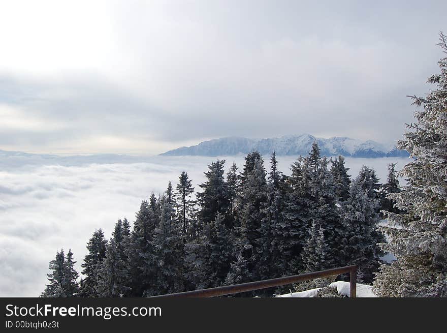 Romanian mountains snow sunrises forest. Romanian mountains snow sunrises forest