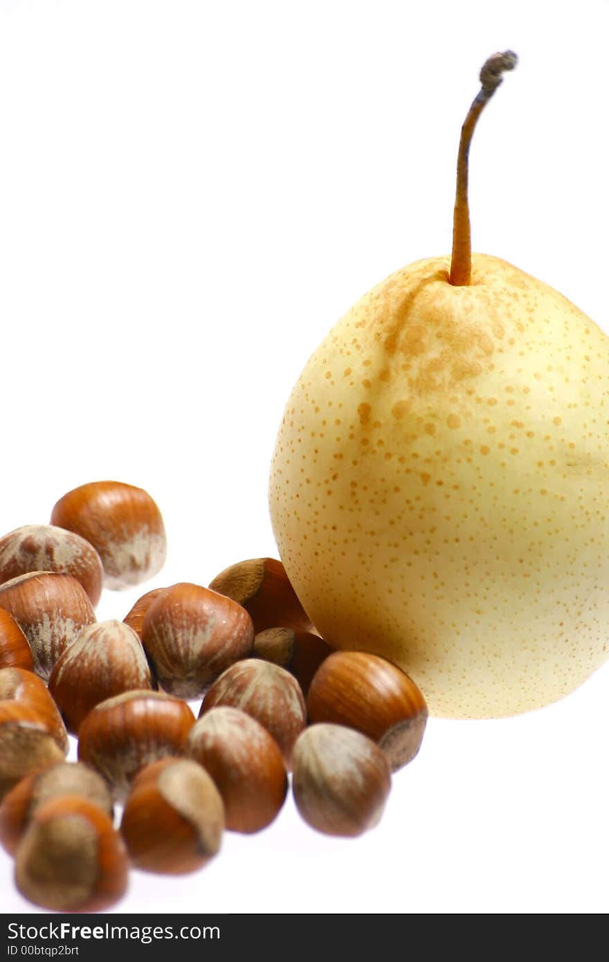 Hazelnuts and pear