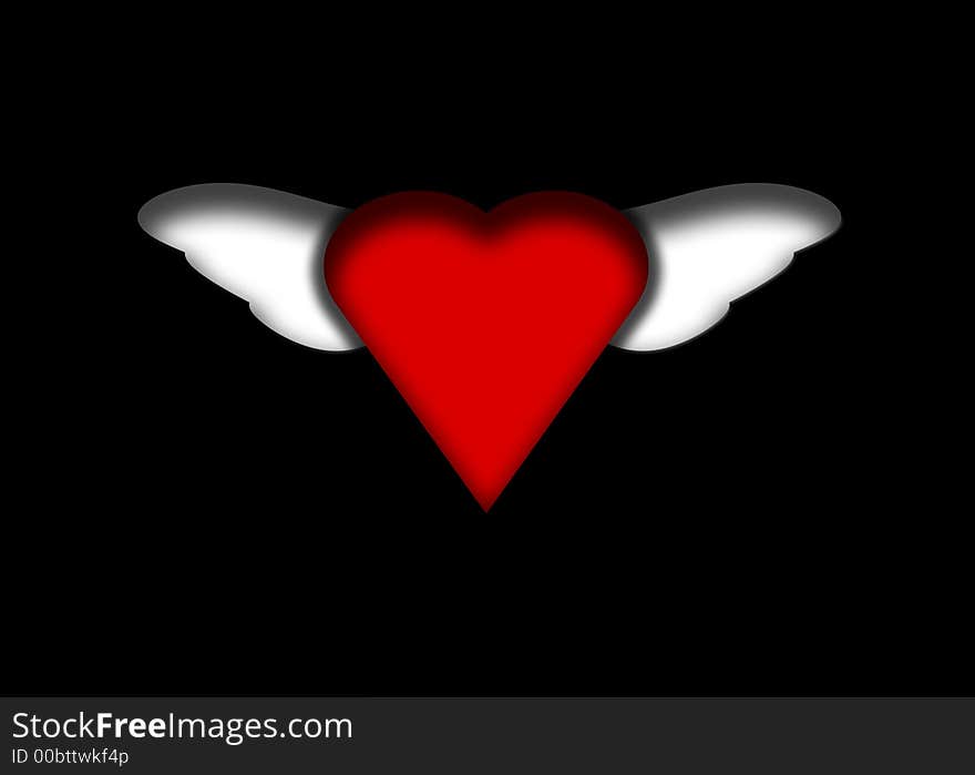 Original illustration of red winged heart on black background. Original illustration of red winged heart on black background.