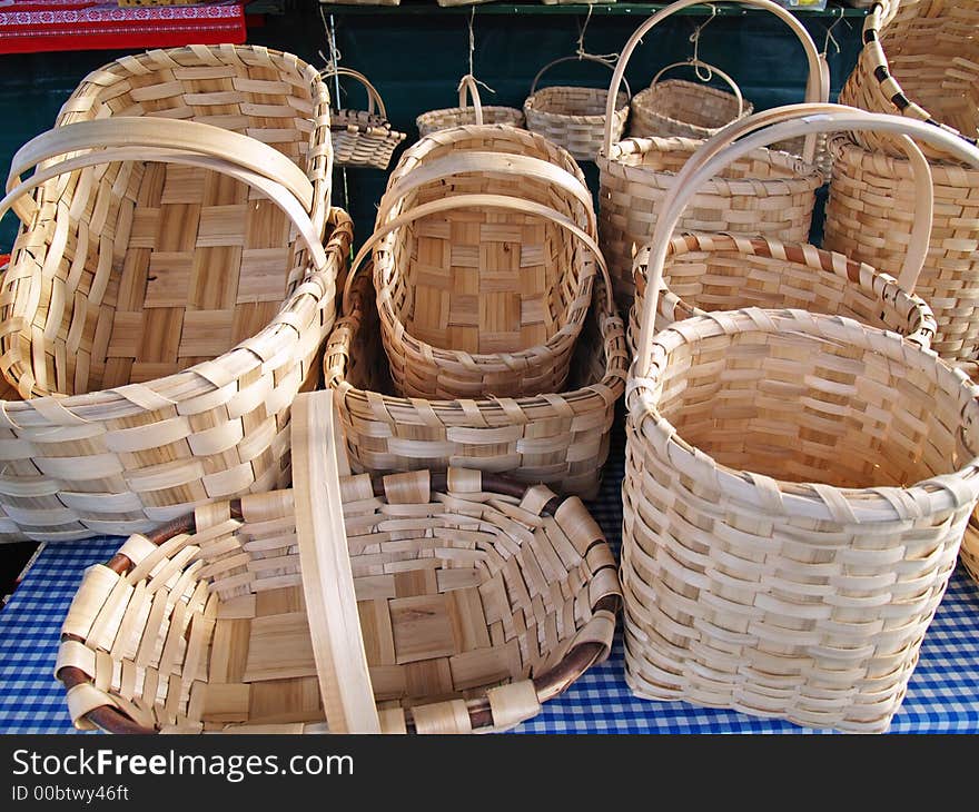 Woven Wood Baskets in a market