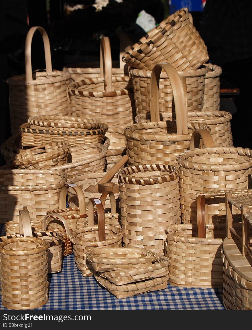 Woven Wood Baskets in a market