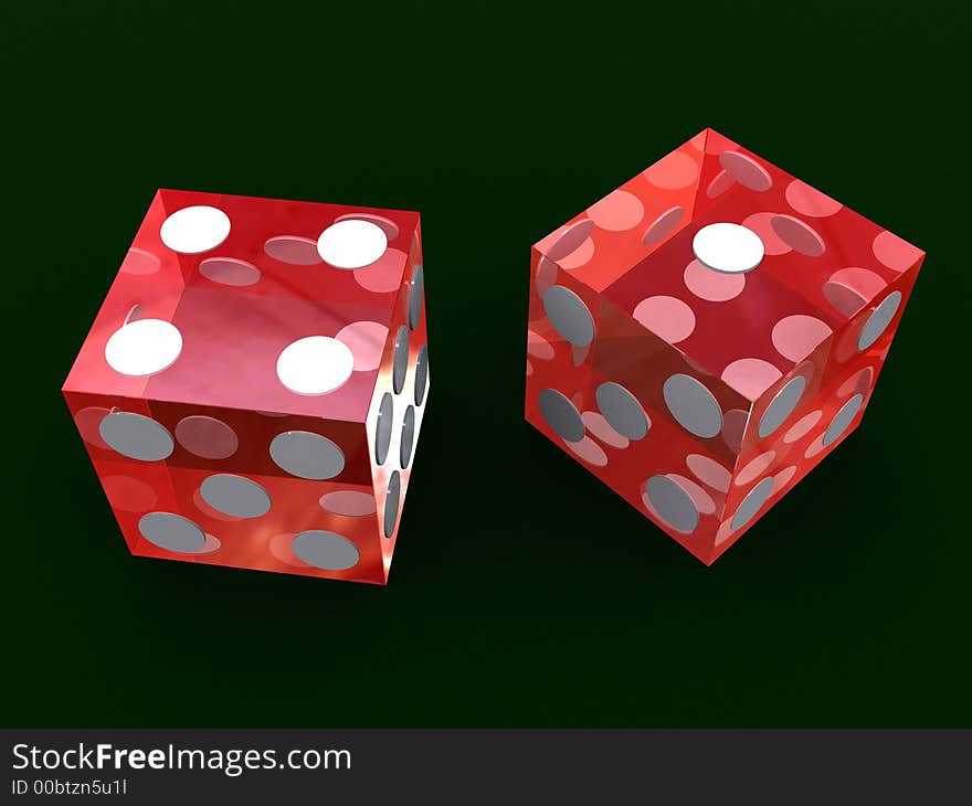 3d rendered illustration of red dice