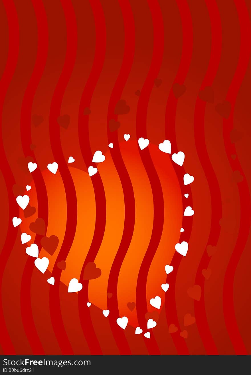 Red hearts and waves background for Valentine's Day. Red hearts and waves background for Valentine's Day