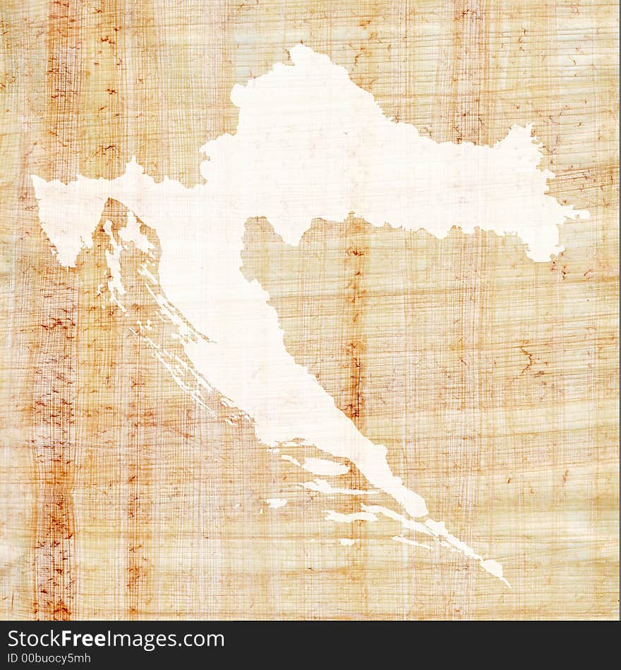 Croatia map on old papyrus. Croatia map on old papyrus