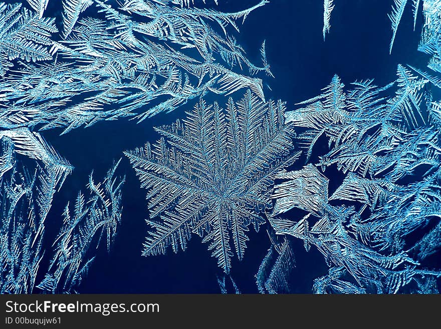 Window frost in a could winter. Window frost in a could winter