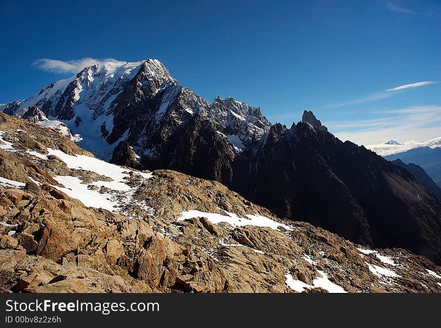 Mont Blanc, south face, from Veny valley Italy