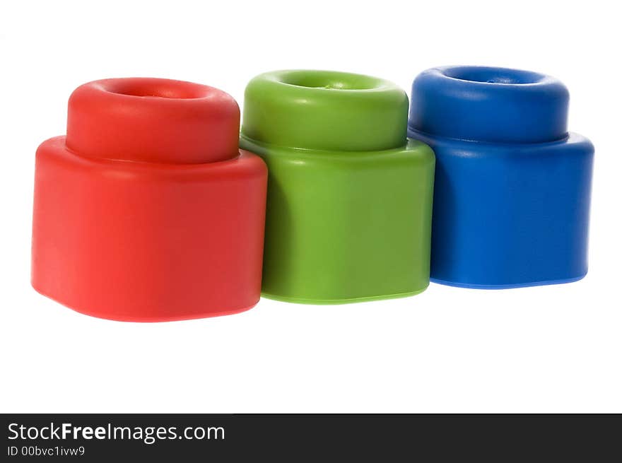 Stack of colorful building blocks - no trademarks. isolated on the white background