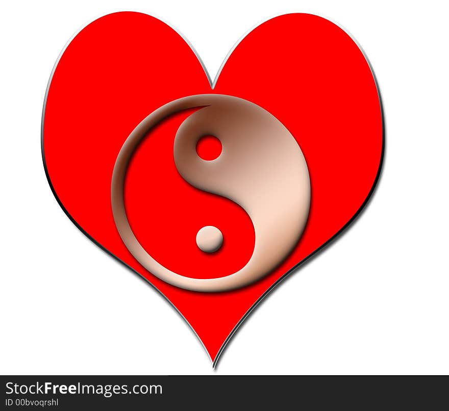 One heart symbol for a couple male & female