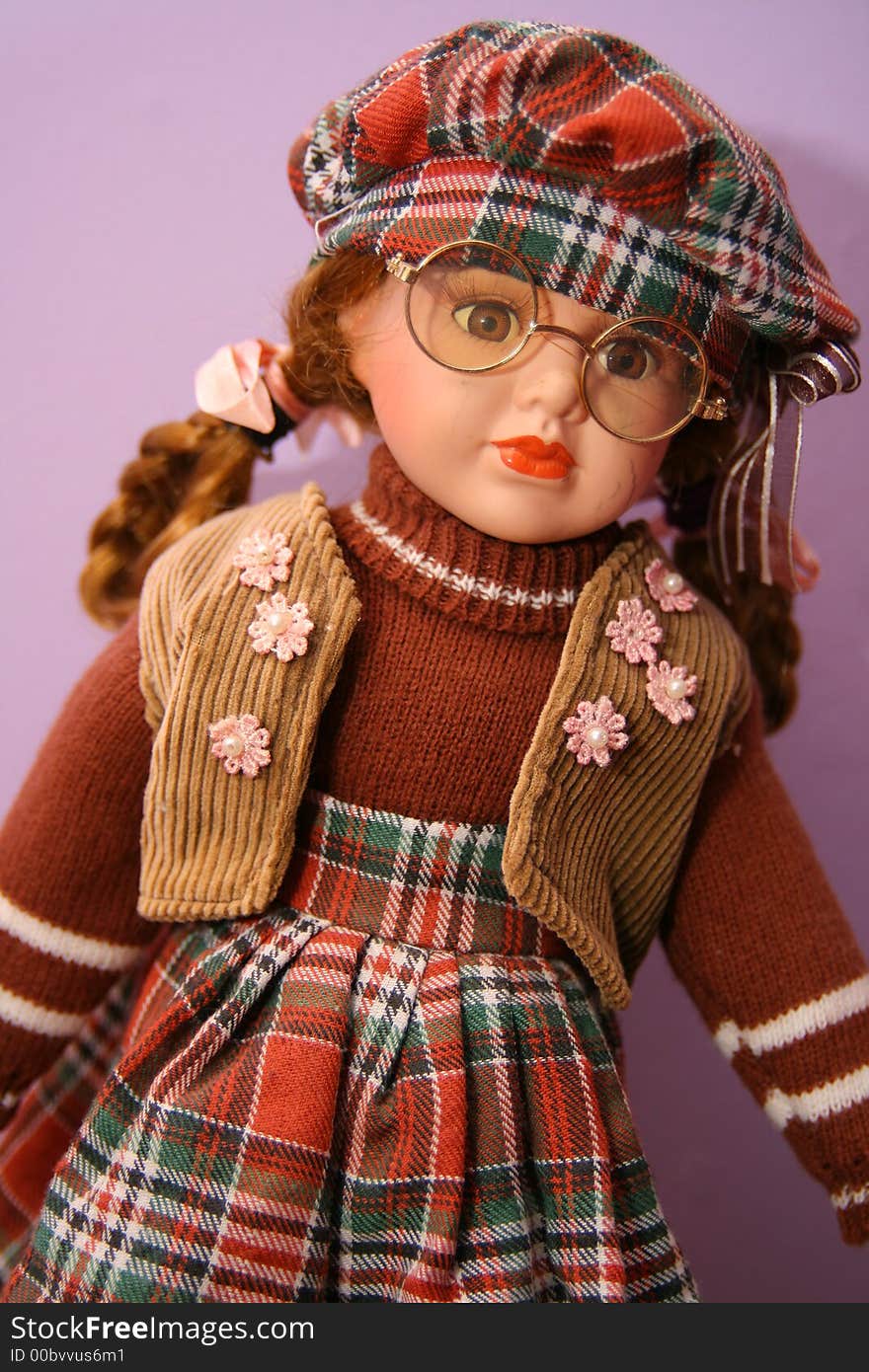 Cute Childs Play Female Doll with Glasses. Cute Childs Play Female Doll with Glasses