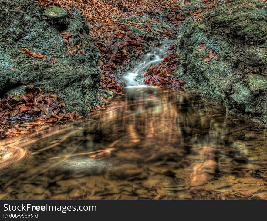 Little stream in the autumn forest. Little stream in the autumn forest