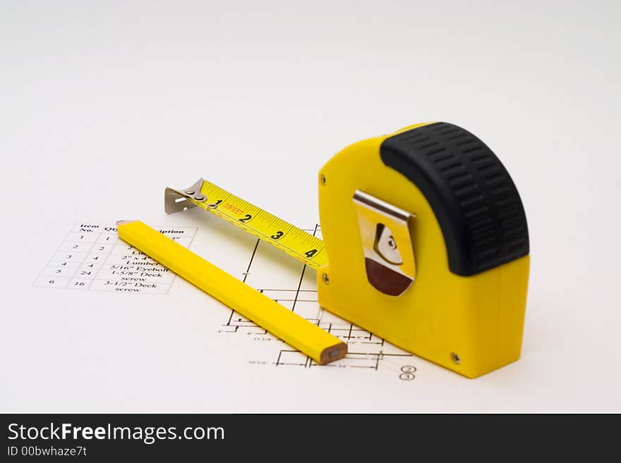 Measuring tape to help illustrate construction projects