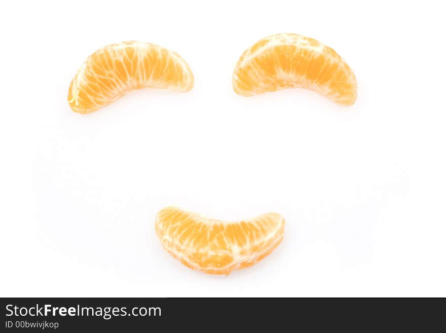 Piece of mandarines isolated on white background