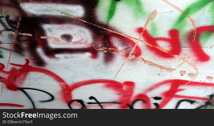 Graffiti on a concrete retaining wall