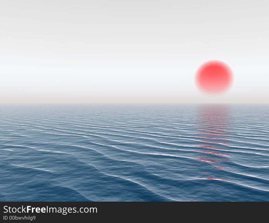 Sea and sky  at sunrise - digital artwork. Sea and sky  at sunrise - digital artwork.