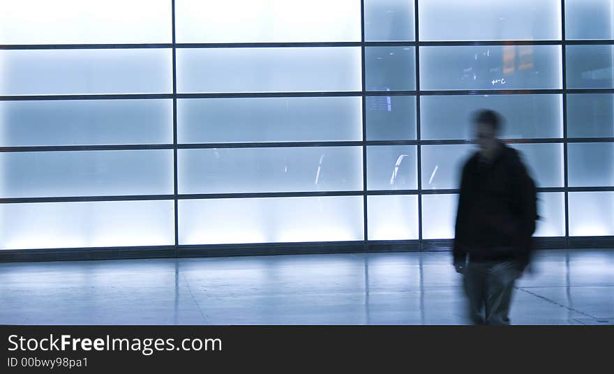 Young boy walking through the passage from the Potsdamer Platz