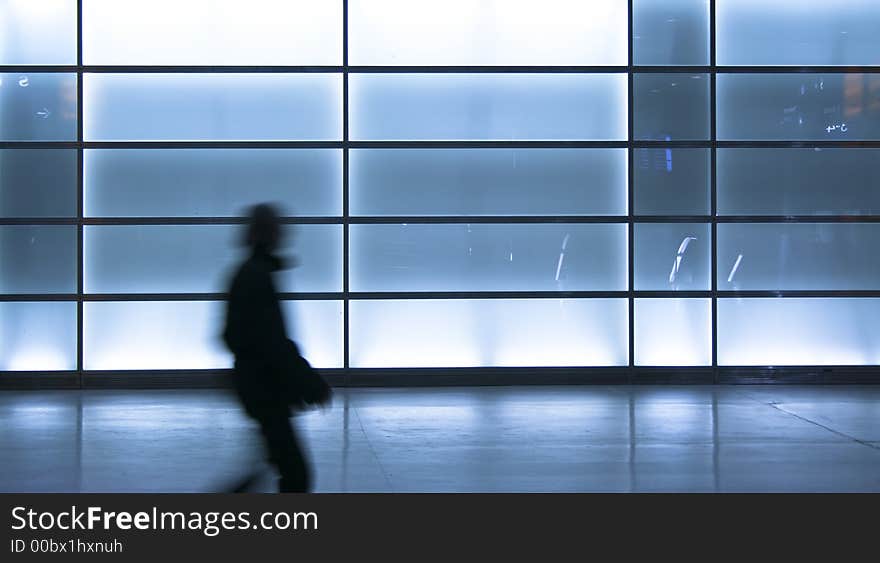 Young boy walking through the passage from the Potsdamer Platz