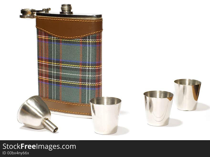 Series object on white: isolated -flask with cans