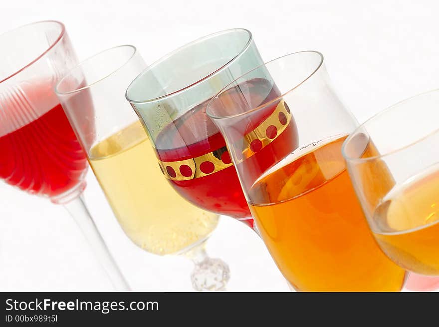 Glasses of wine with copy space in white