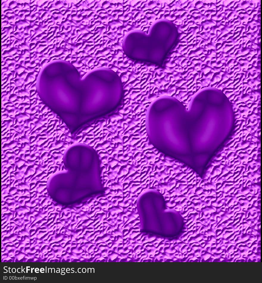 Purple hearts on texture