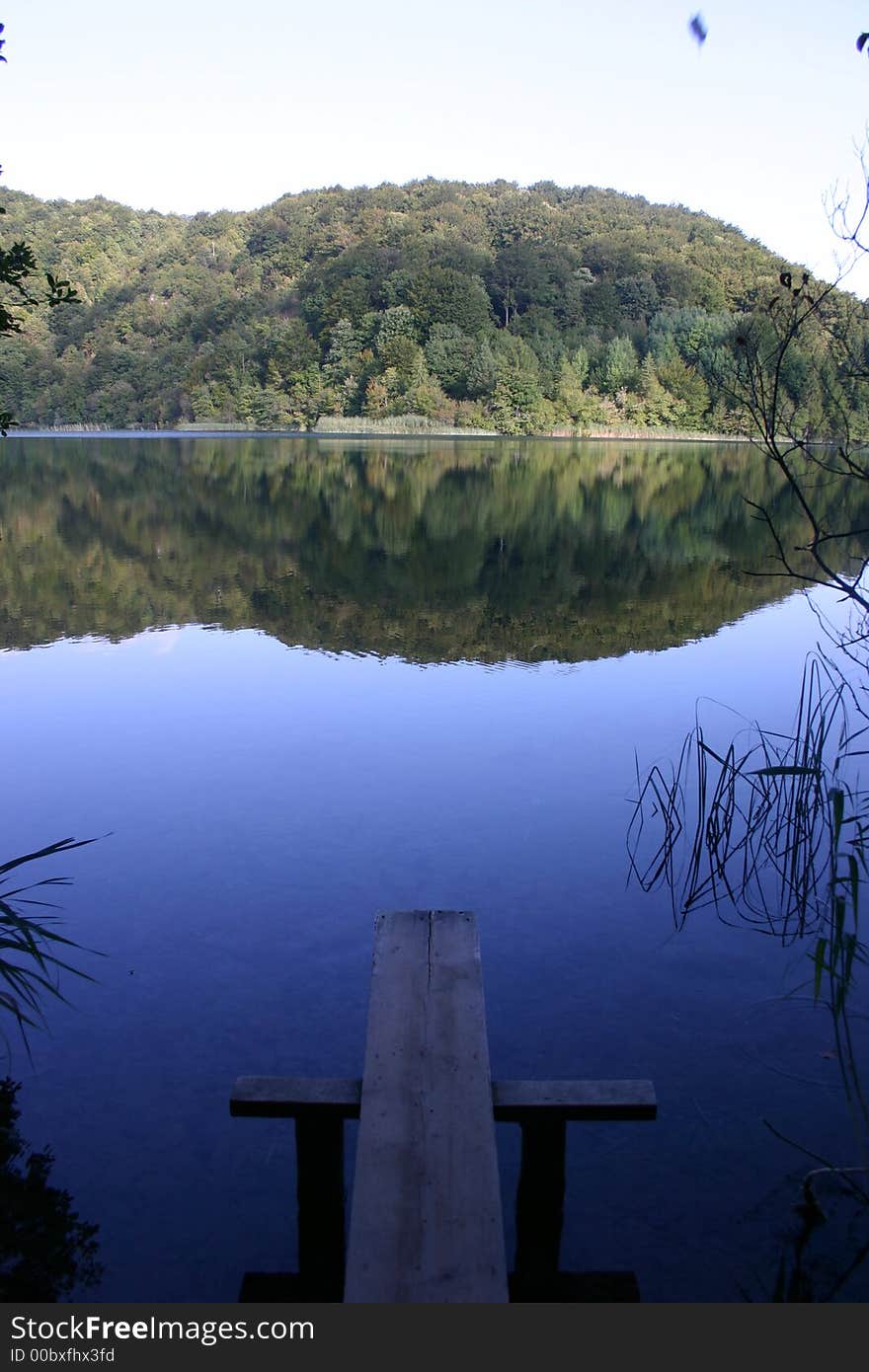 Fishing Bridge in Plitvice Lakes Park. Fishing Bridge in Plitvice Lakes Park