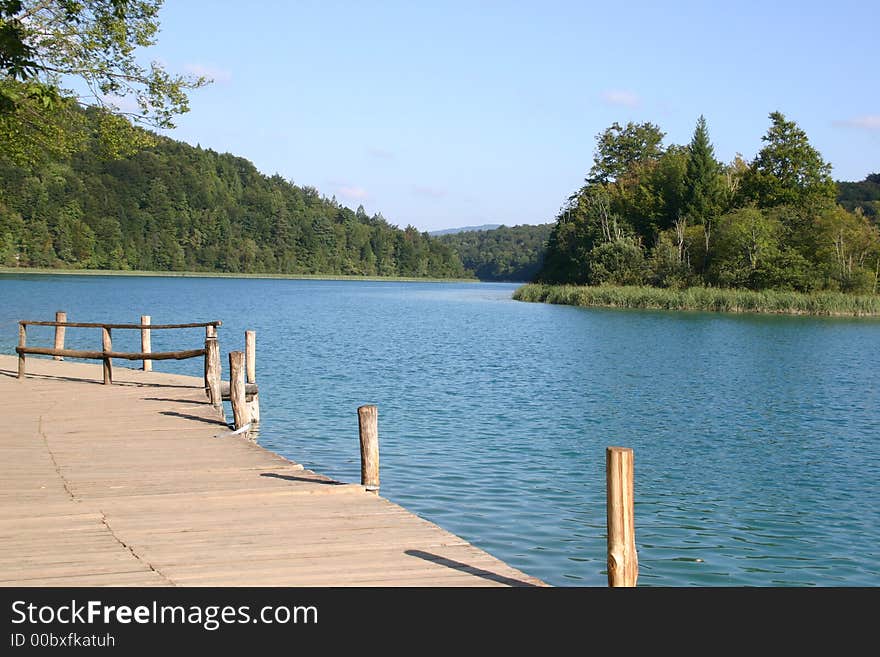 Fishing Bridge in Plitvice Lakes Park. Fishing Bridge in Plitvice Lakes Park