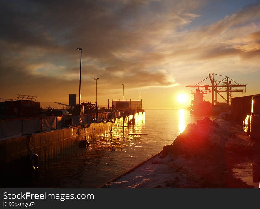 Sunset on the harbor