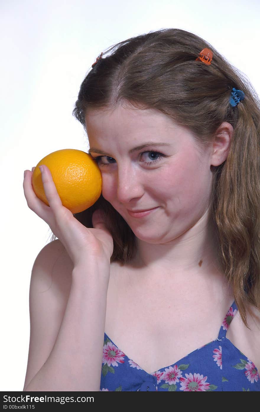 The girl with a orange