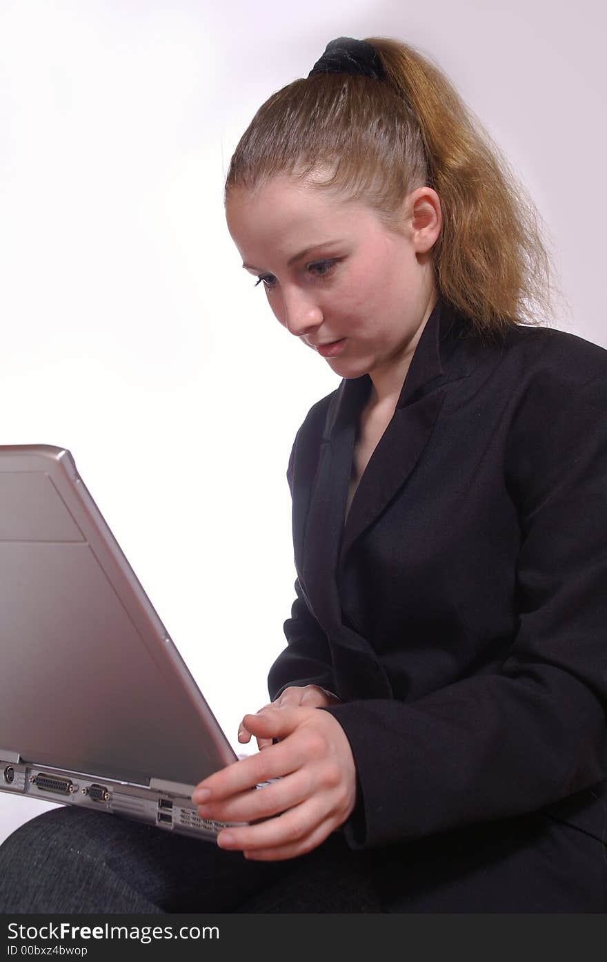 The girl with a laptop in her hands