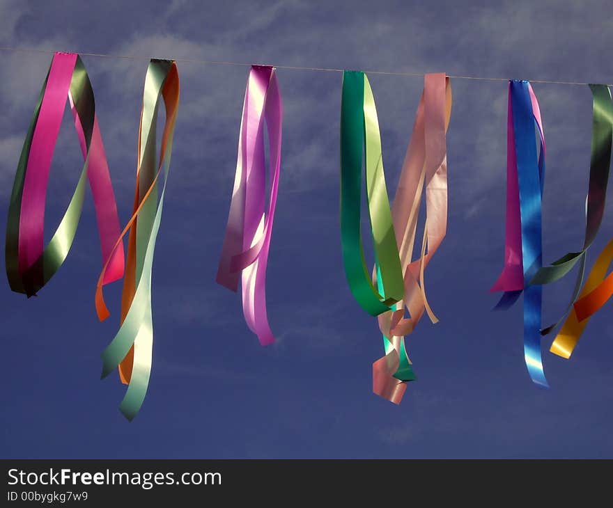 Color trail on the street and nice blue sky. Color trail on the street and nice blue sky