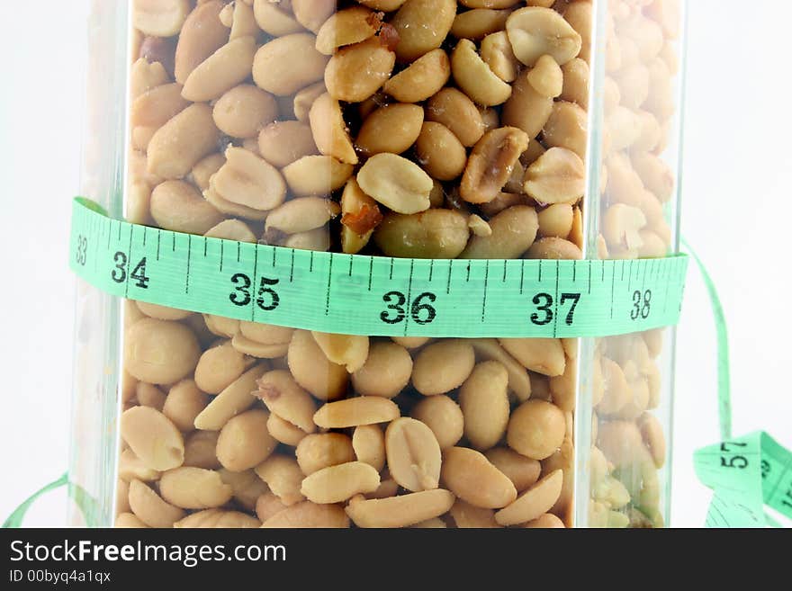 Peanuts in a Jar with Tape Measure