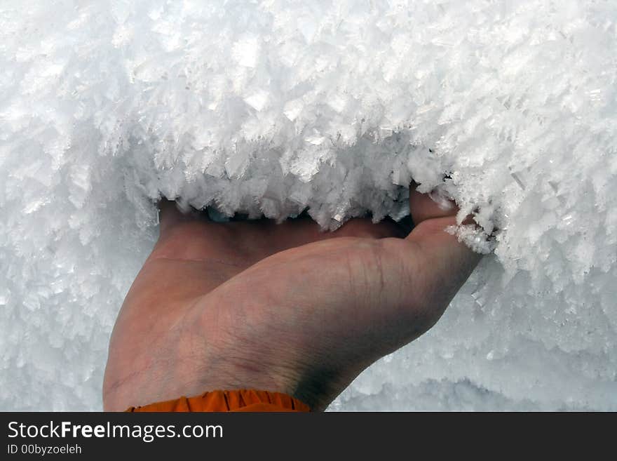 Crumbly snow called surface hoar