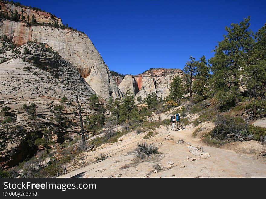 Hiking in zion national park near angels landing. Hiking in zion national park near angels landing