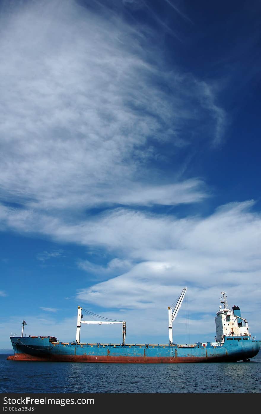 Container ship on the atlantic ocean