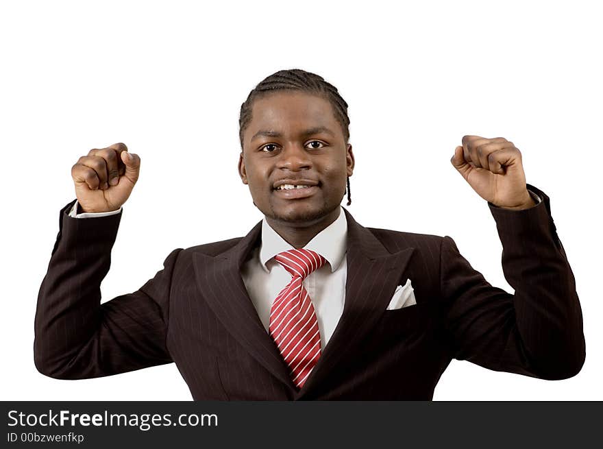 This is an image of a business man excited about a successful deal. This image can be used to represent anything that implies happiness, excited, sucess etc. This is an image of a business man excited about a successful deal. This image can be used to represent anything that implies happiness, excited, sucess etc..